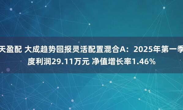 天盈配 大成趋势回报灵活配置混合A：2025年第一季度利润29.11万元 净值增长率1.46%