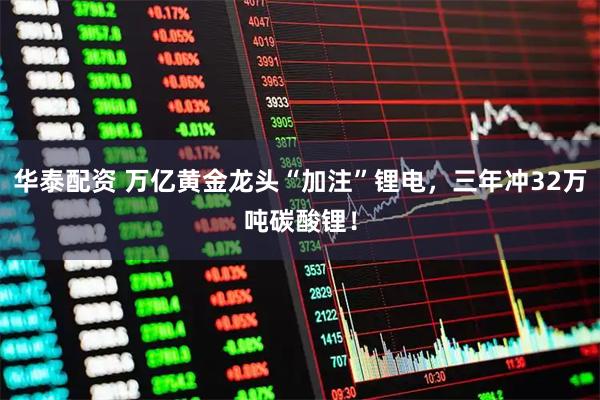 华泰配资 万亿黄金龙头“加注”锂电，三年冲32万吨碳酸锂！